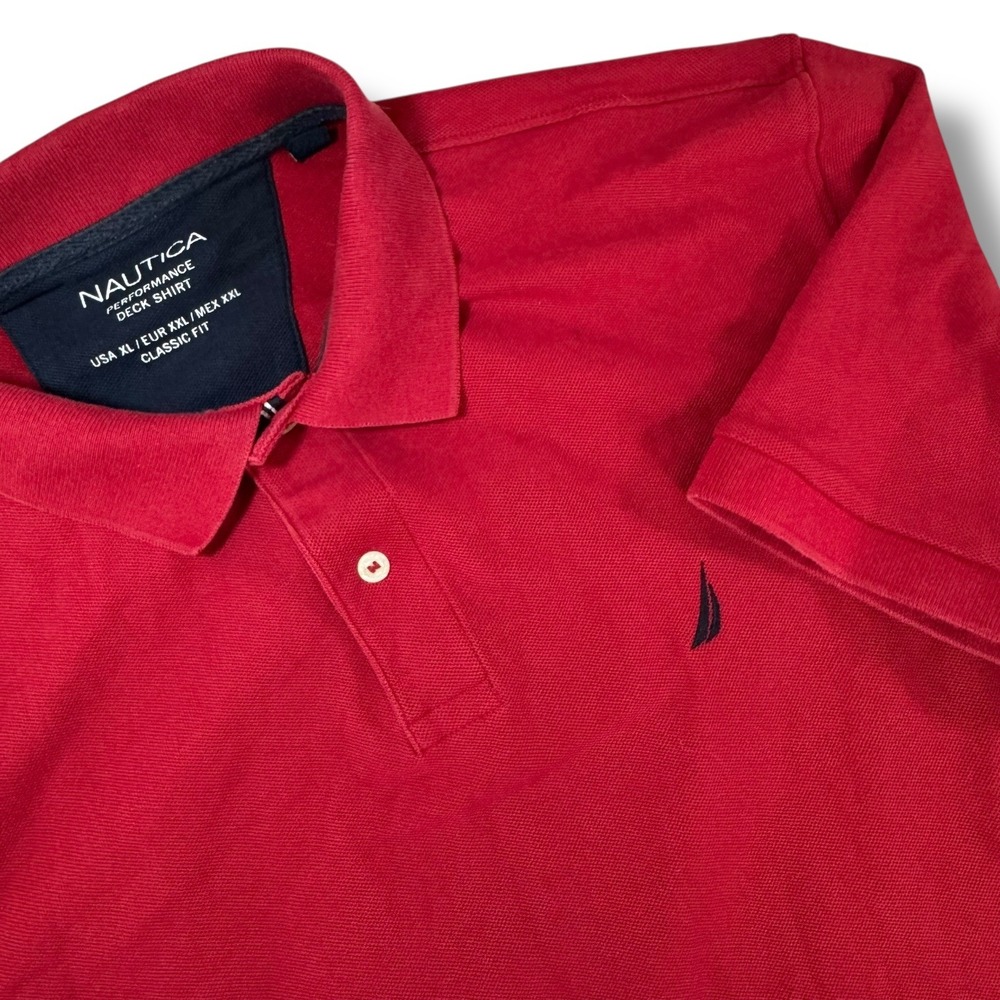 Nautica Performance Deck Shirt Red Polo XL Classic Fit Casual‎ Golf Style